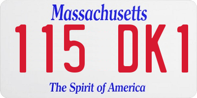 MA license plate 115DK1