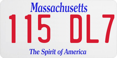 MA license plate 115DL7
