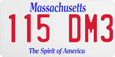 MA license plate 115DM3