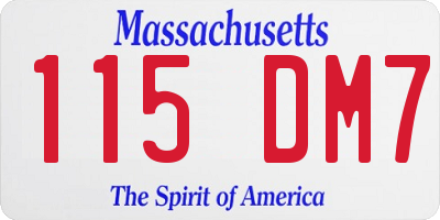 MA license plate 115DM7