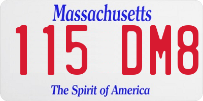 MA license plate 115DM8