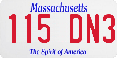 MA license plate 115DN3