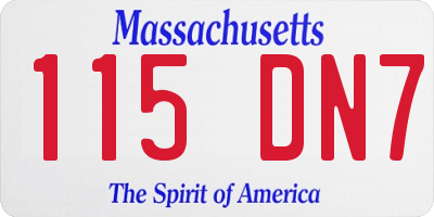 MA license plate 115DN7