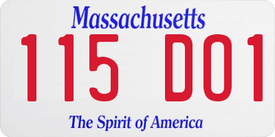 MA license plate 115DO1
