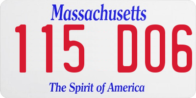 MA license plate 115DO6