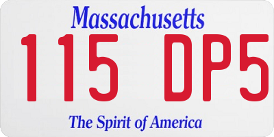 MA license plate 115DP5