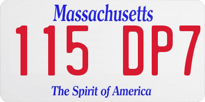 MA license plate 115DP7