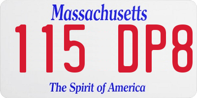 MA license plate 115DP8
