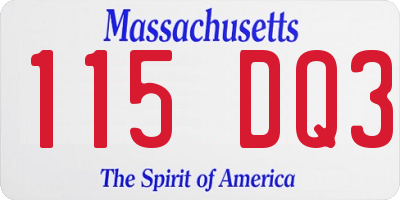 MA license plate 115DQ3