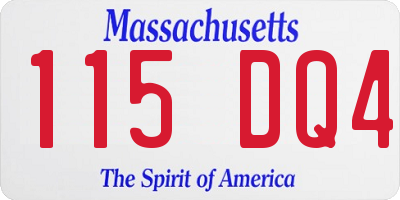 MA license plate 115DQ4