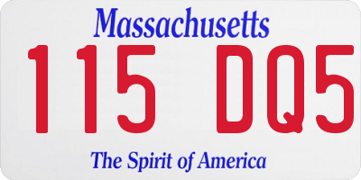 MA license plate 115DQ5