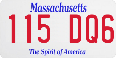 MA license plate 115DQ6