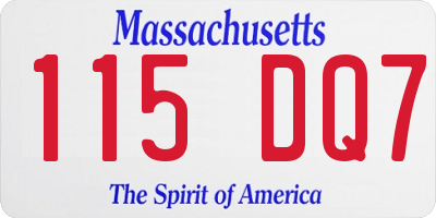 MA license plate 115DQ7