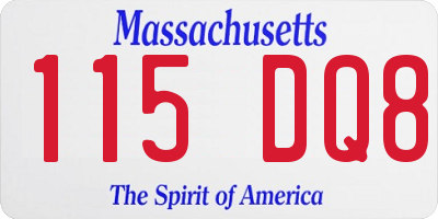 MA license plate 115DQ8
