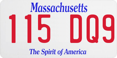 MA license plate 115DQ9