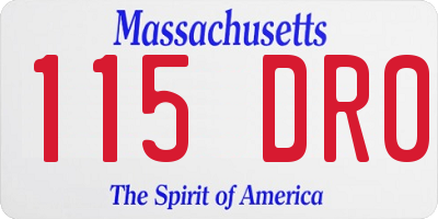 MA license plate 115DR0