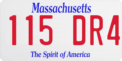 MA license plate 115DR4