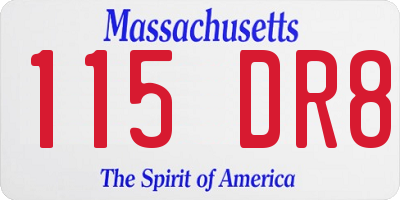 MA license plate 115DR8