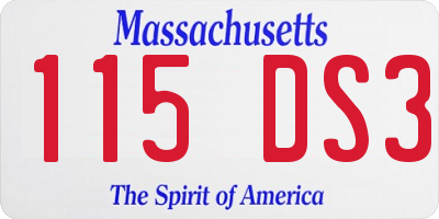 MA license plate 115DS3
