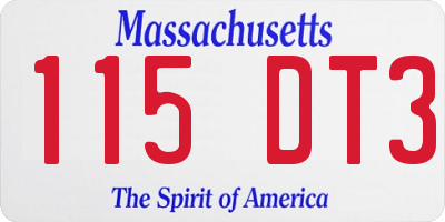 MA license plate 115DT3