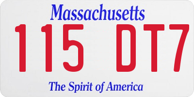 MA license plate 115DT7
