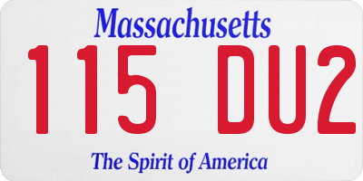 MA license plate 115DU2
