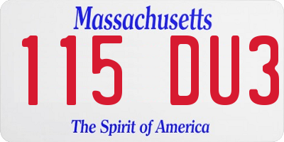 MA license plate 115DU3