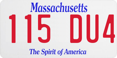 MA license plate 115DU4
