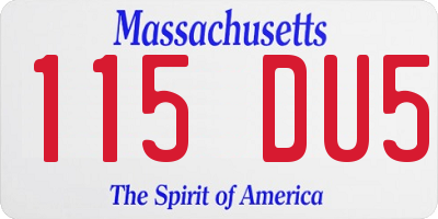 MA license plate 115DU5