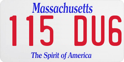 MA license plate 115DU6