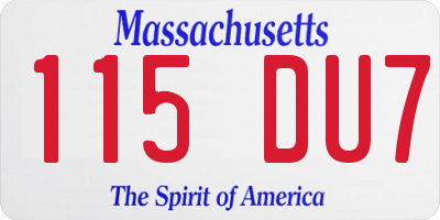 MA license plate 115DU7