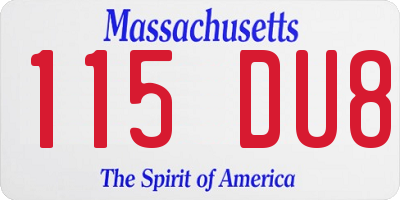 MA license plate 115DU8