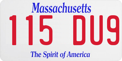 MA license plate 115DU9