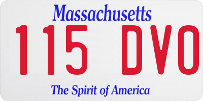MA license plate 115DV0