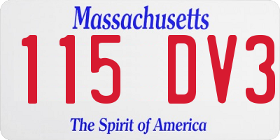 MA license plate 115DV3
