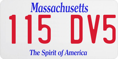 MA license plate 115DV5