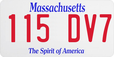MA license plate 115DV7