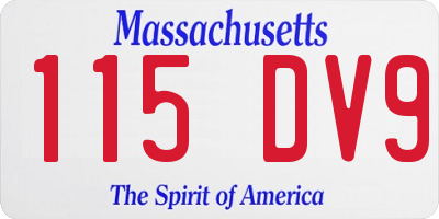 MA license plate 115DV9