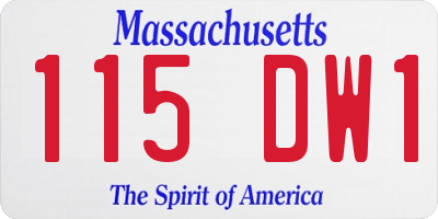 MA license plate 115DW1
