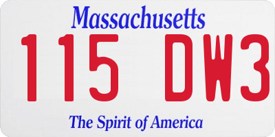 MA license plate 115DW3