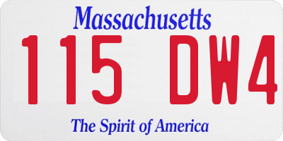 MA license plate 115DW4