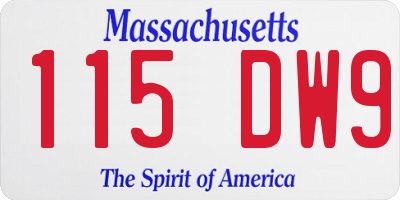 MA license plate 115DW9