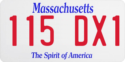 MA license plate 115DX1