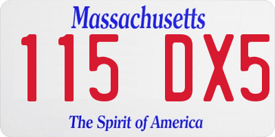 MA license plate 115DX5