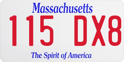 MA license plate 115DX8