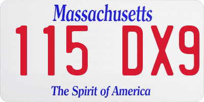 MA license plate 115DX9