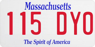 MA license plate 115DY0
