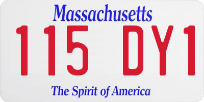MA license plate 115DY1