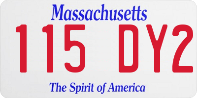 MA license plate 115DY2
