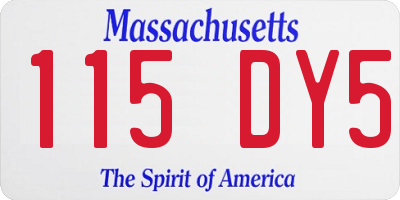 MA license plate 115DY5